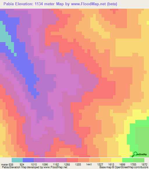 Pabia,Iran Elevation Map
