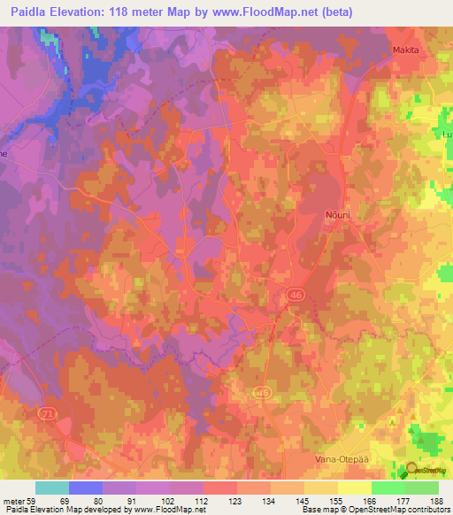 Paidla,Estonia Elevation Map