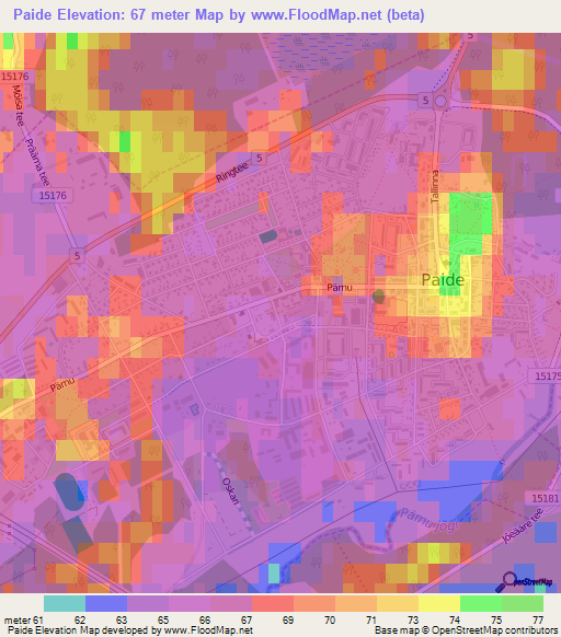 Paide,Estonia Elevation Map