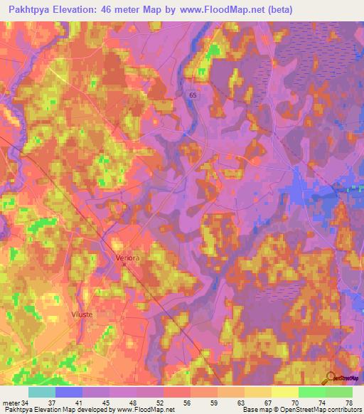 Pakhtpya,Estonia Elevation Map