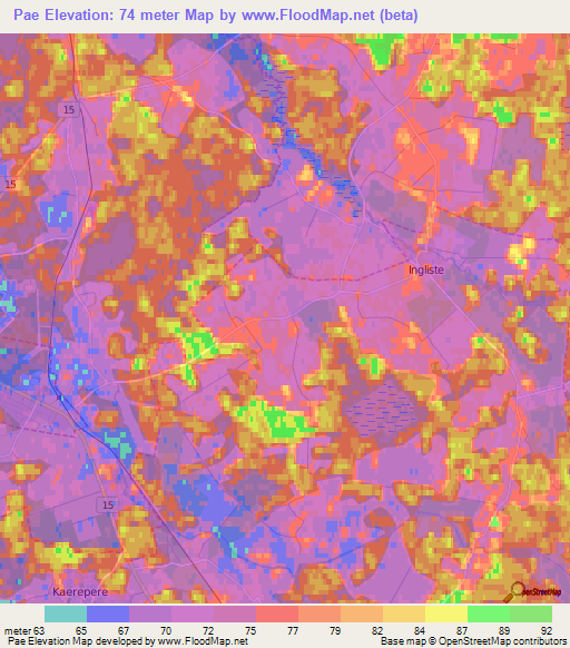 Pae,Estonia Elevation Map
