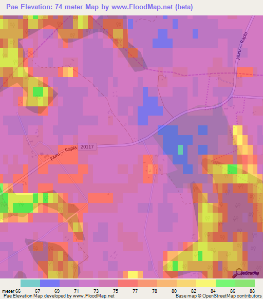 Pae,Estonia Elevation Map