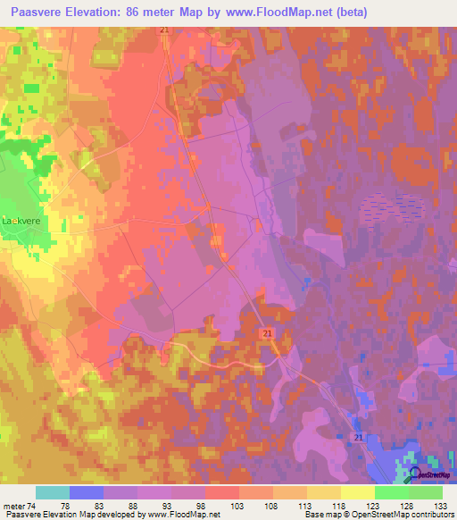 Paasvere,Estonia Elevation Map