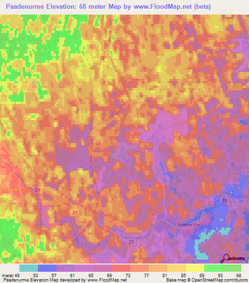 Paadenurme,Estonia Elevation Map