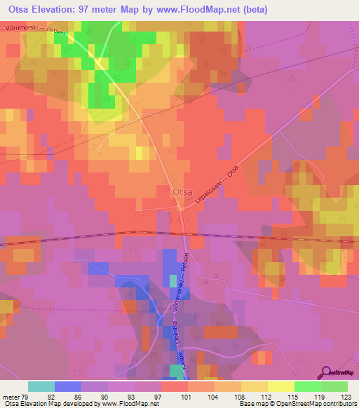 Otsa,Estonia Elevation Map