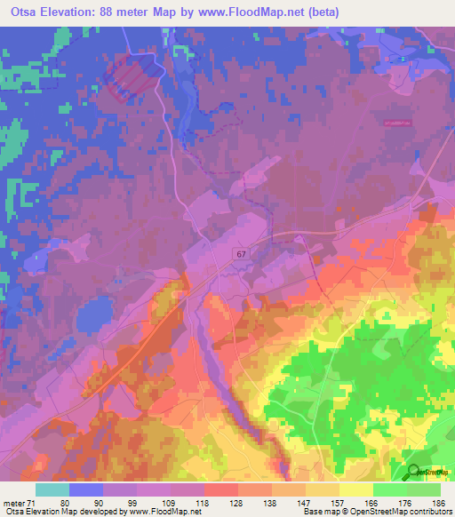 Otsa,Estonia Elevation Map