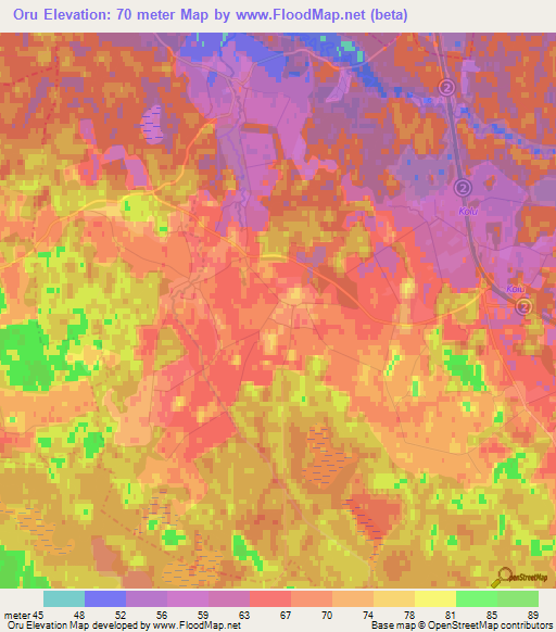 Oru,Estonia Elevation Map