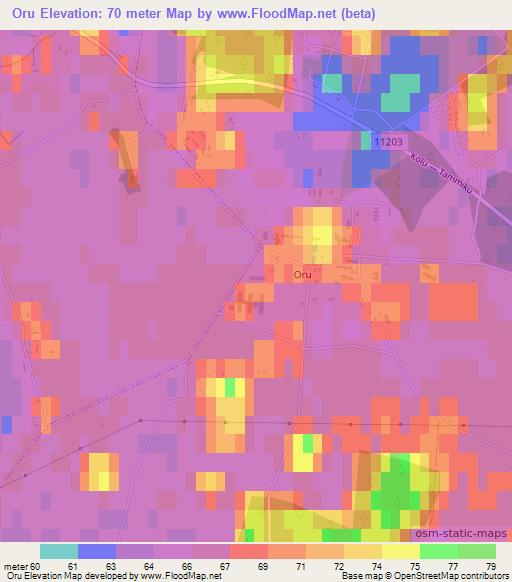 Oru,Estonia Elevation Map