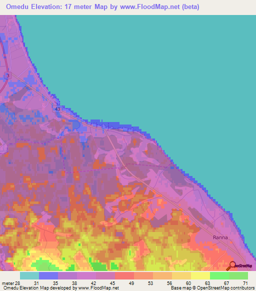 Omedu,Estonia Elevation Map