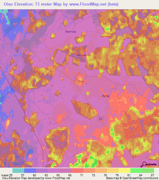 Oisu,Estonia Elevation Map