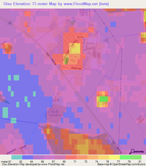 Oisu,Estonia Elevation Map