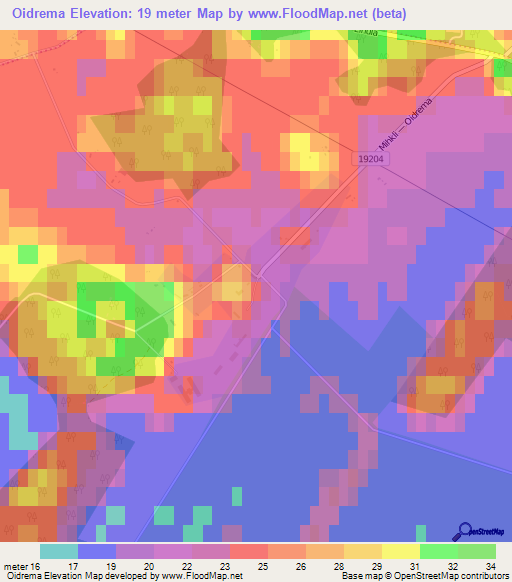 Oidrema,Estonia Elevation Map