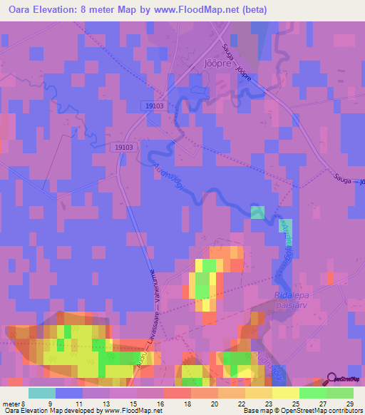 Oara,Estonia Elevation Map