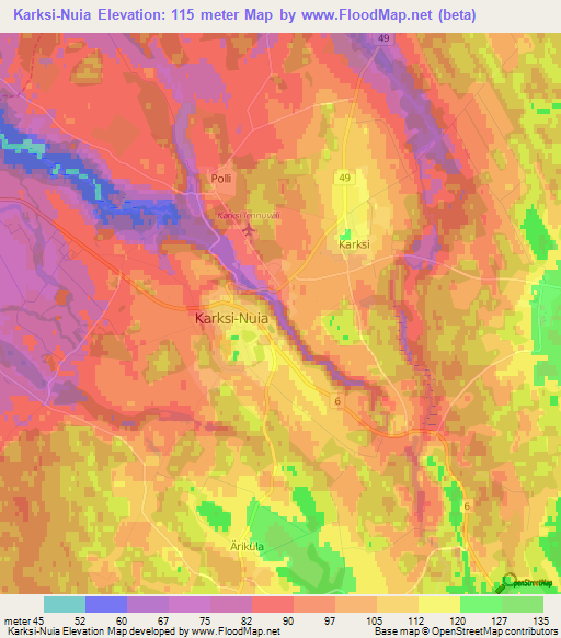 Karksi-Nuia,Estonia Elevation Map