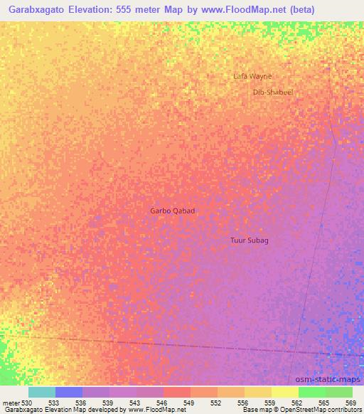 Garabxagato,Somalia Elevation Map