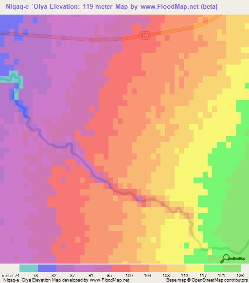 Niqaq-e `Olya,Iran Elevation Map