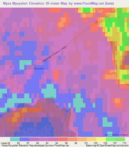 Myza Myuysleri,Estonia Elevation Map