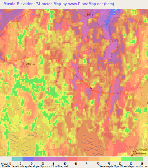 Mustla,Estonia Elevation Map