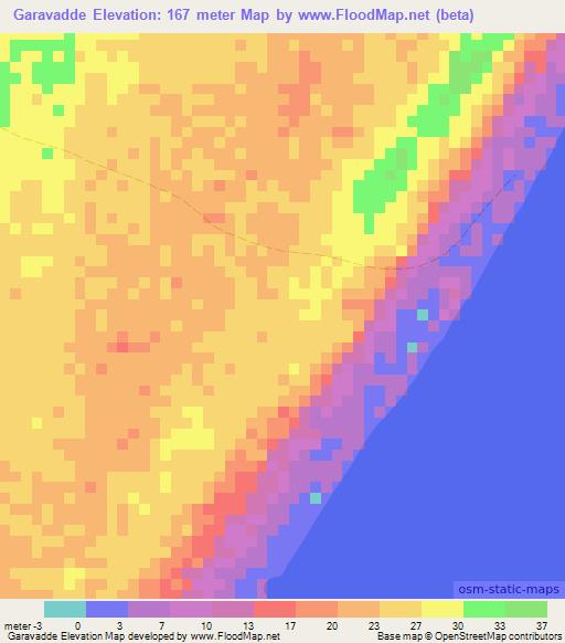 Garavadde,Somalia Elevation Map