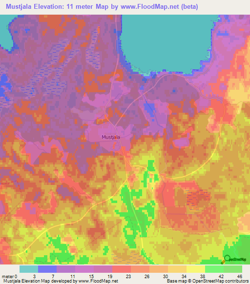 Mustjala,Estonia Elevation Map
