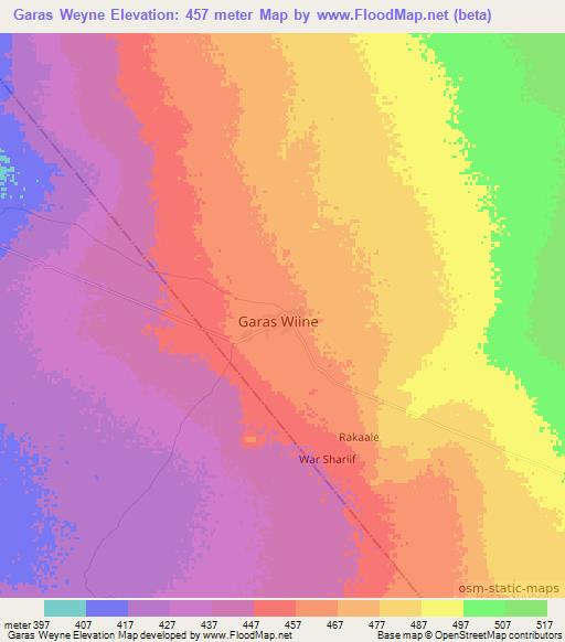 Garas Weyne,Somalia Elevation Map