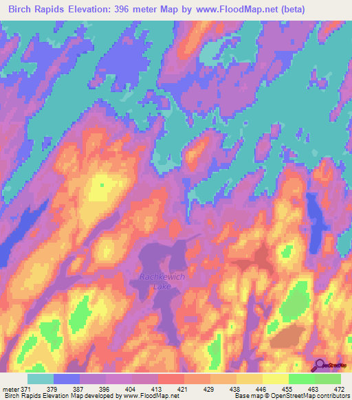Birch Rapids,Canada Elevation Map