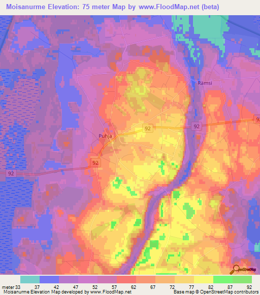Moisanurme,Estonia Elevation Map