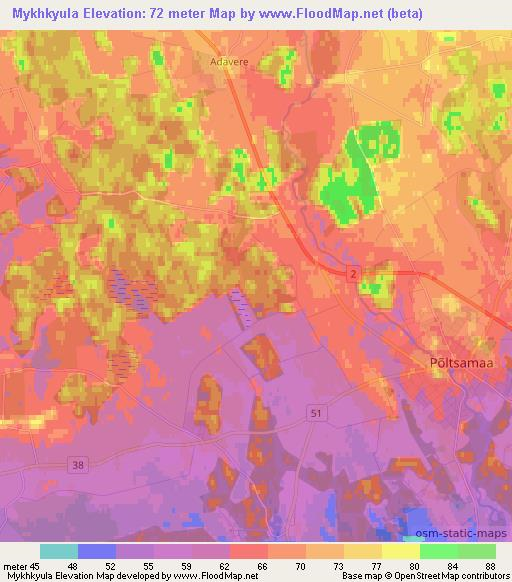 Mykhkyula,Estonia Elevation Map