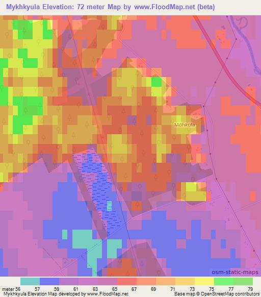 Mykhkyula,Estonia Elevation Map