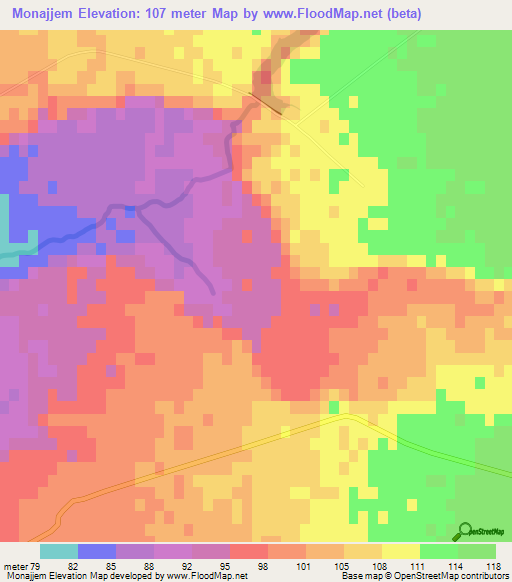 Monajjem,Iran Elevation Map