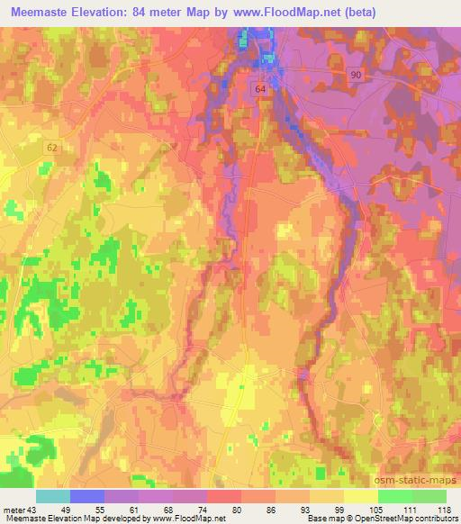 Meemaste,Estonia Elevation Map