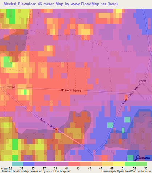 Meeksi,Estonia Elevation Map