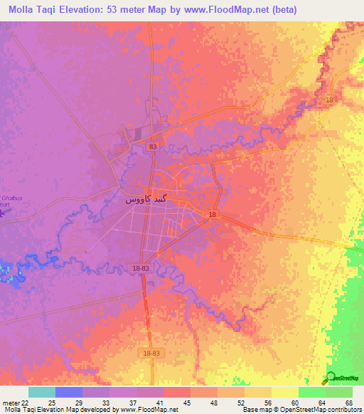 Molla Taqi,Iran Elevation Map