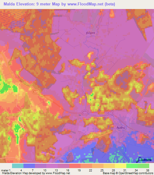 Malda,Estonia Elevation Map
