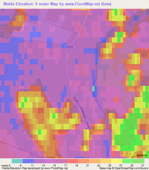 Malda,Estonia Elevation Map