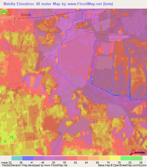 Maidla,Estonia Elevation Map