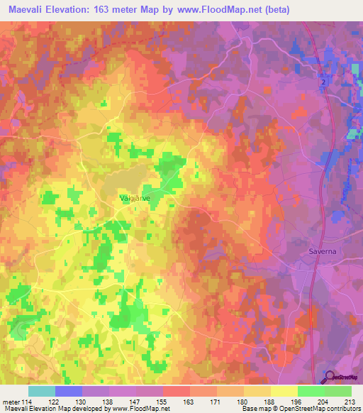 Maevali,Estonia Elevation Map