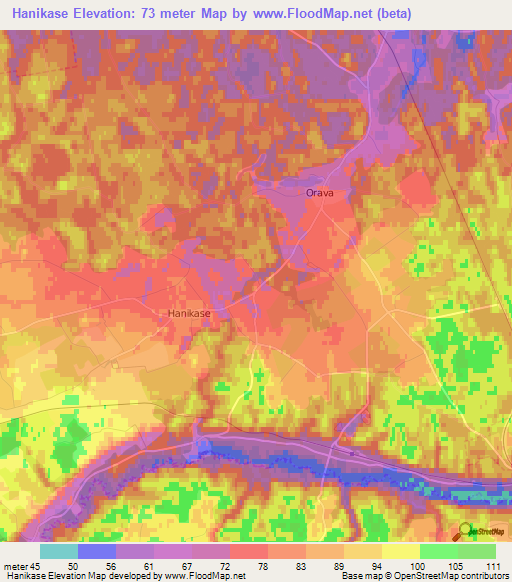 Hanikase,Estonia Elevation Map