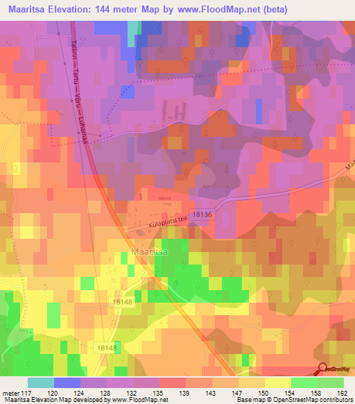 Maaritsa,Estonia Elevation Map