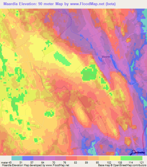 Maardla,Estonia Elevation Map