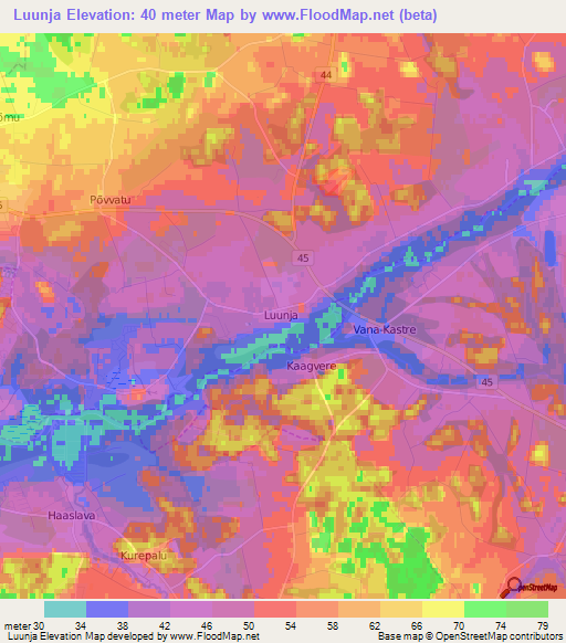 Luunja,Estonia Elevation Map