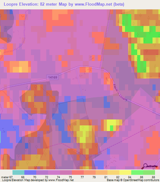 Loopre,Estonia Elevation Map