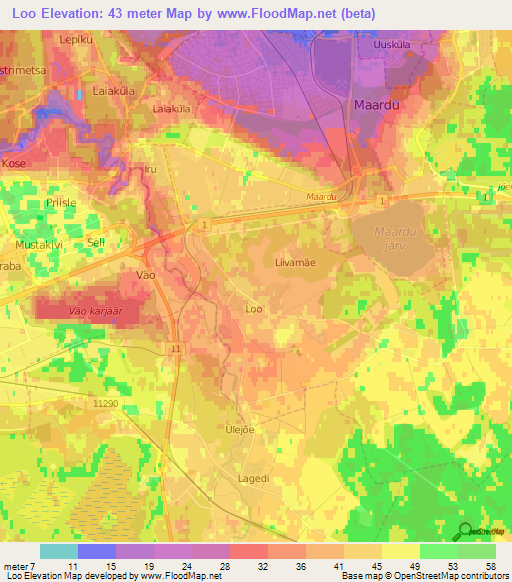 Loo,Estonia Elevation Map