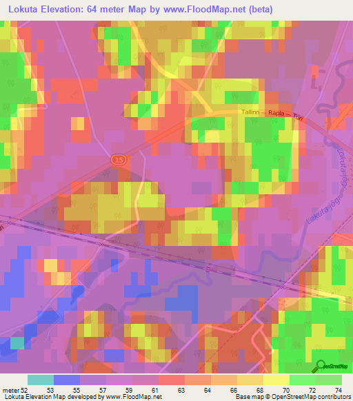 Lokuta,Estonia Elevation Map