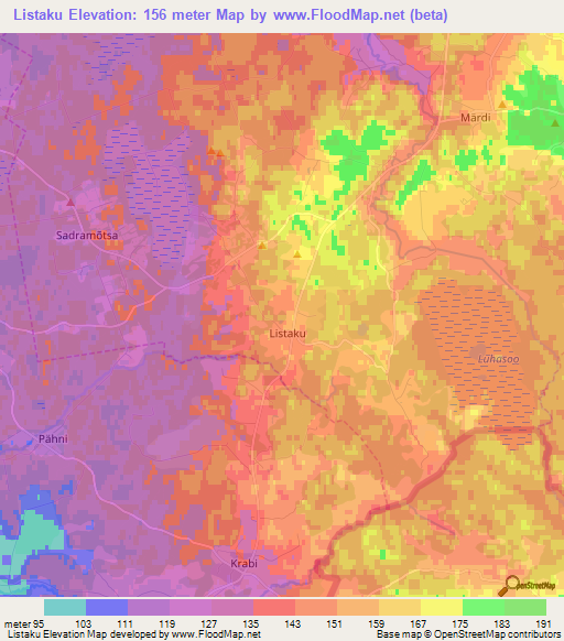 Listaku,Estonia Elevation Map