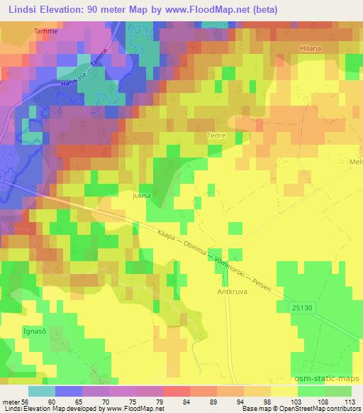 Lindsi,Estonia Elevation Map