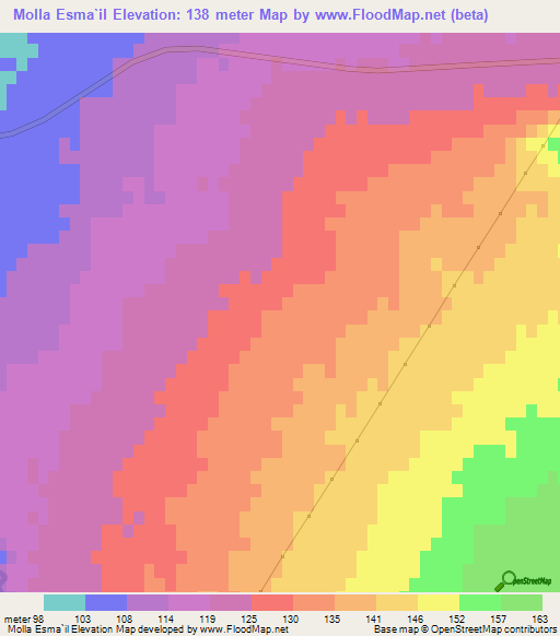 Molla Esma`il,Iran Elevation Map