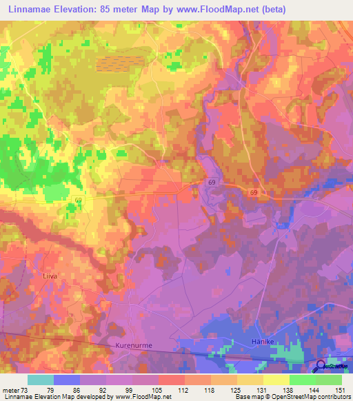 Linnamae,Estonia Elevation Map