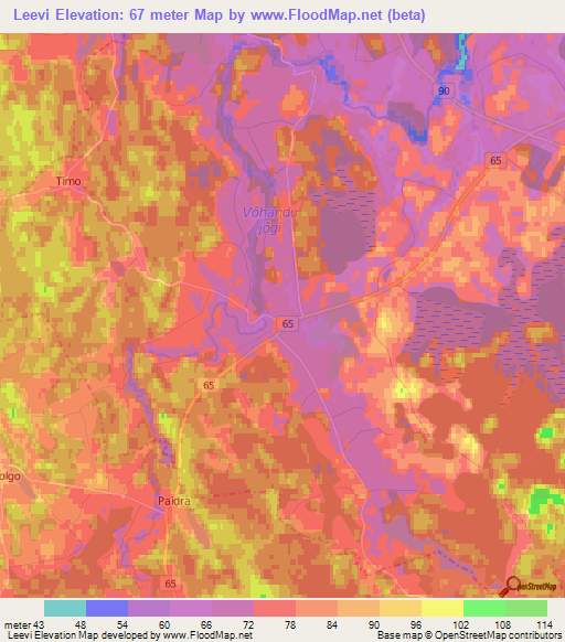 Leevi,Estonia Elevation Map