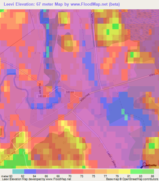 Leevi,Estonia Elevation Map